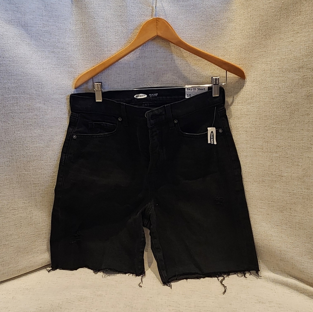 NWT Old Navy Sky Hi Shorts in Black Denim, Size 10